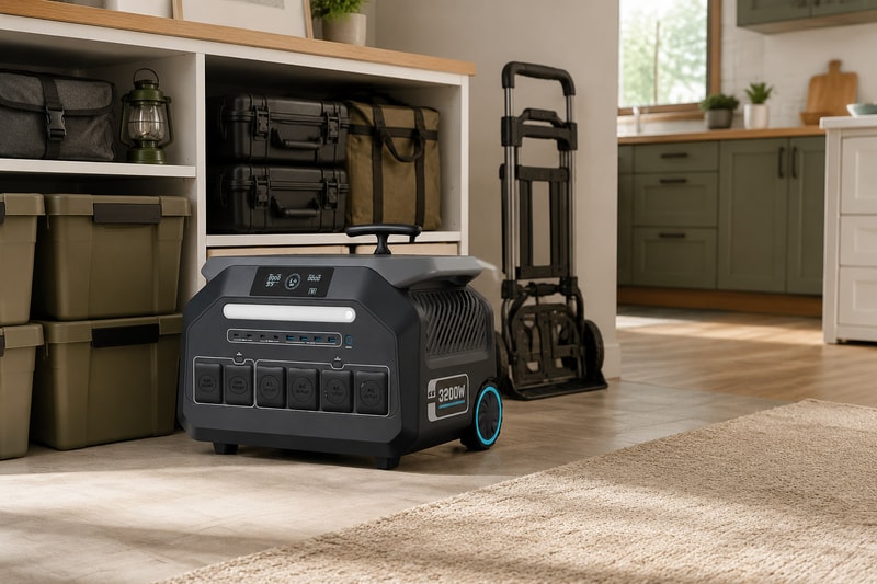 P3200 portable power station prepared for home backup